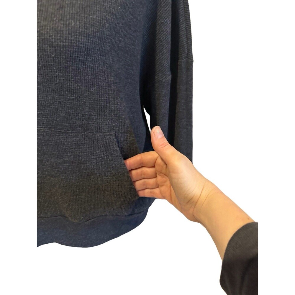 NWT Sundry Anthropologie Cropped Hooded Sweatshirt Size 1 Small Gray Thermal - Picture 4 of 7